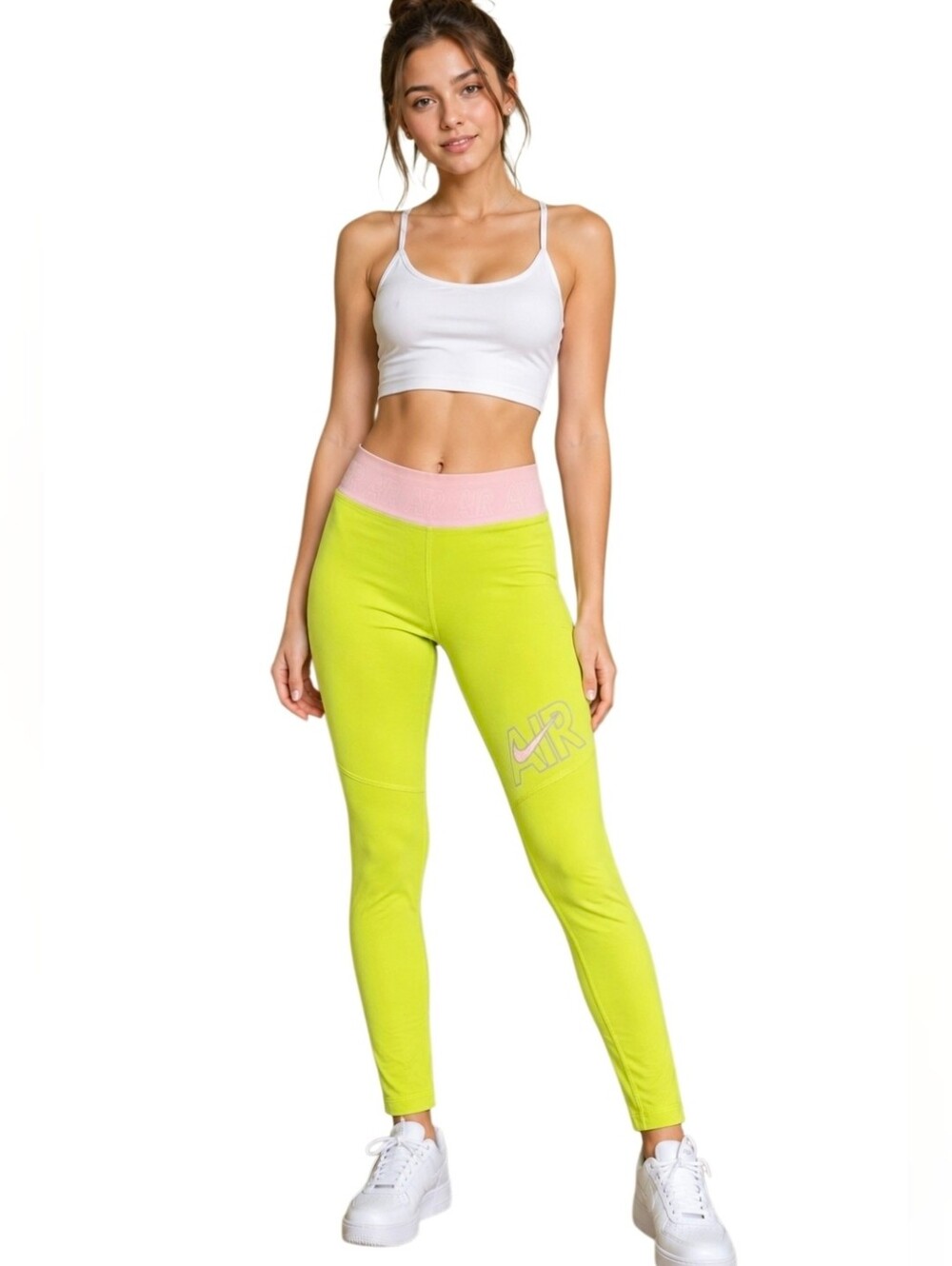 Nike Air Girls’ Leggings Size M Lime Green & Pink Athletic Pants